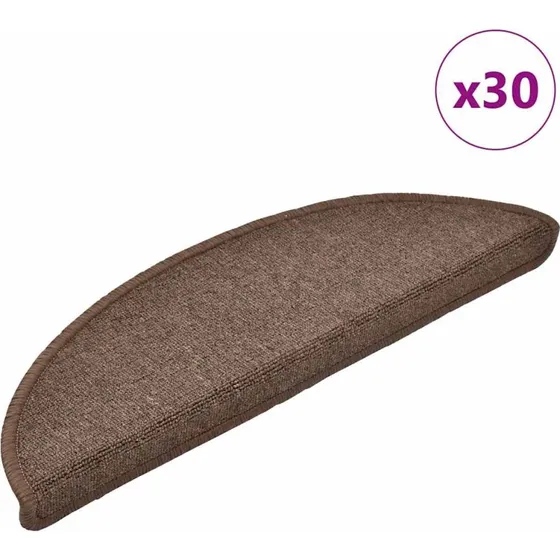 vidaXL Trappemåtter 30 stk. 56x17x3 cm kaffebrune halvrunde