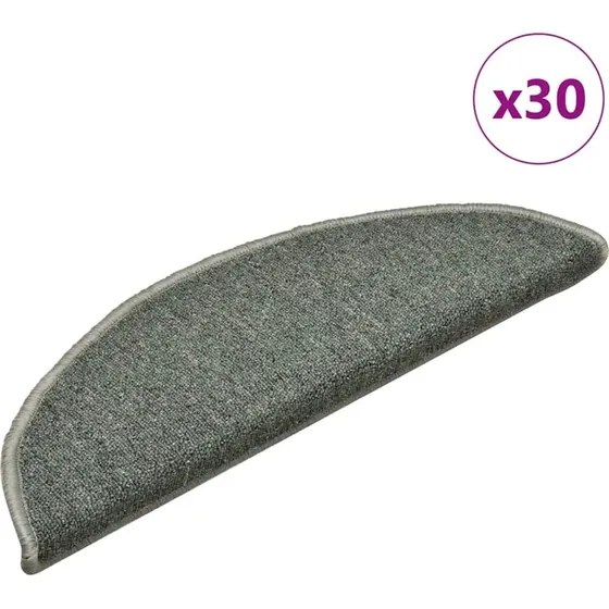 vidaXL trappemåtter 30 stk. 56x17x3 cm mørkegrønne halvrunde