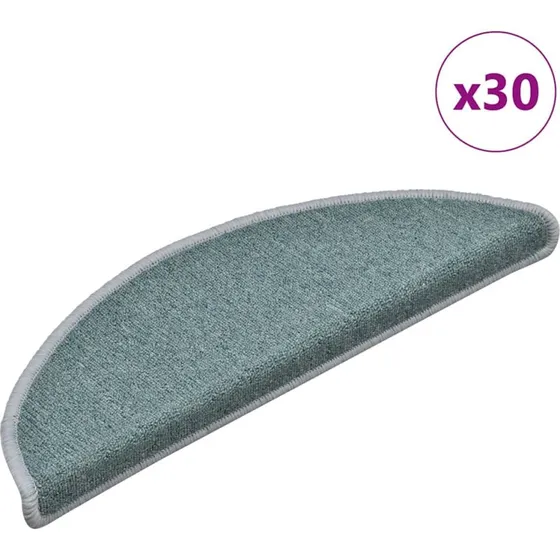vidaXL Trappemåtter 30 stk. 56x17x3 cm havblå halvrunde