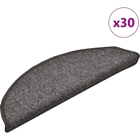 vidaXL trappemåtter 30 stk. 56x17x3 cm mørkegrå halvrunde