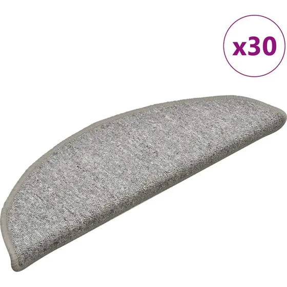 vidaXL Trappemåtter 30 stk. 56x17x3 cm lysegrå halvrunde