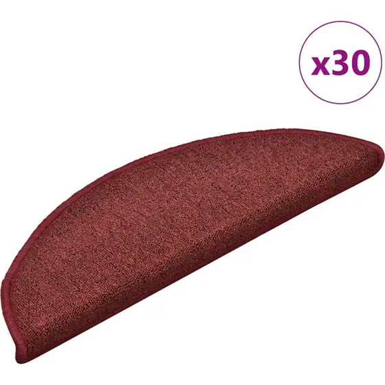 vidaXL Trappemåtter 30 stk. 56x17x3 cm bordeaux halvrund