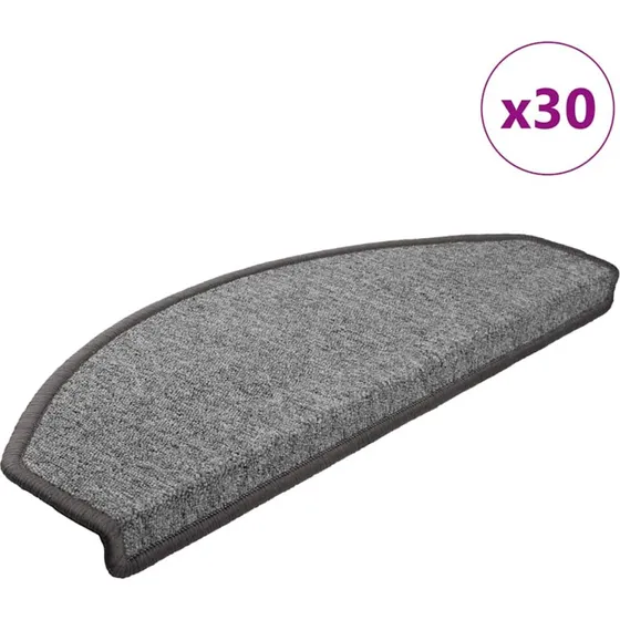 vidaXL Trappemåtter 30 stk. 65 x 24 x 4 cm mørkegrå halvrunde