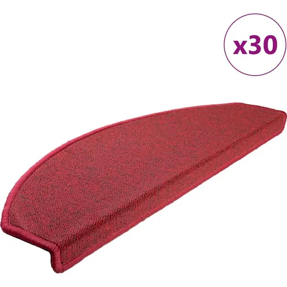 vidaXL Trappemåtter 30 stk. 65 x 24 x 4 cm bordeauxrød halvrund