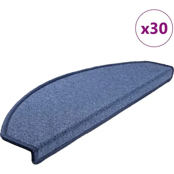 vidaXL Trappemåtter 30 stk. 65x24x4 cm blå halvrunde