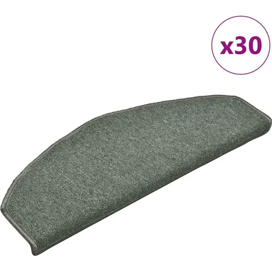 vidaXL Trappemåtter 30 stk. 65 x 24 x 4 cm mørkegrønne halvrunde