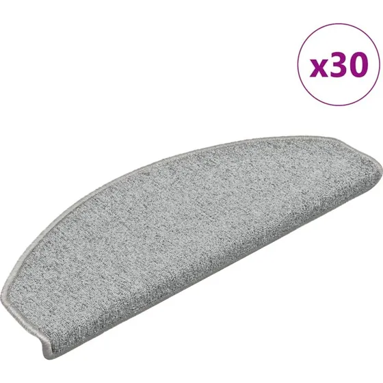 vidaXL Trappemåtter 30 stk. 65 x 24 x 4 cm lysegrå halvrunde
