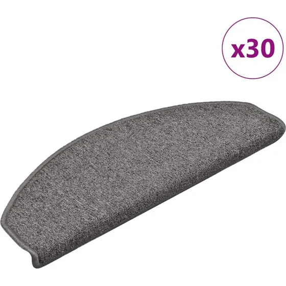 vidaXL Trappemåtter 30 stk. 65 x 24 x 4 cm mørkegrå halvrunde