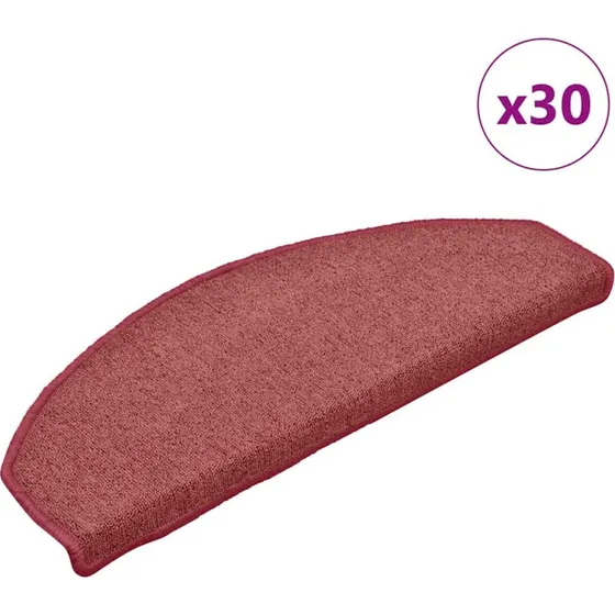 vidaXL Trappemåtter 30 stk. 65 x 24 x 4 cm bordeaux halvrund