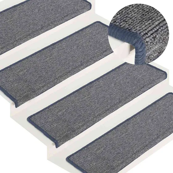vidaXL Trappemåtter 30 stk. 65 x 21 x 4 cm lysegrå og blå