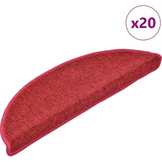 vidaXL trappemåtter 20 stk. 56x17x3 cm rød halvrund