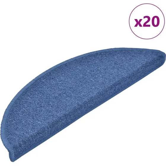 vidaXL trappemåtter 20 stk. 56x17x3 cm blå halvrunde
