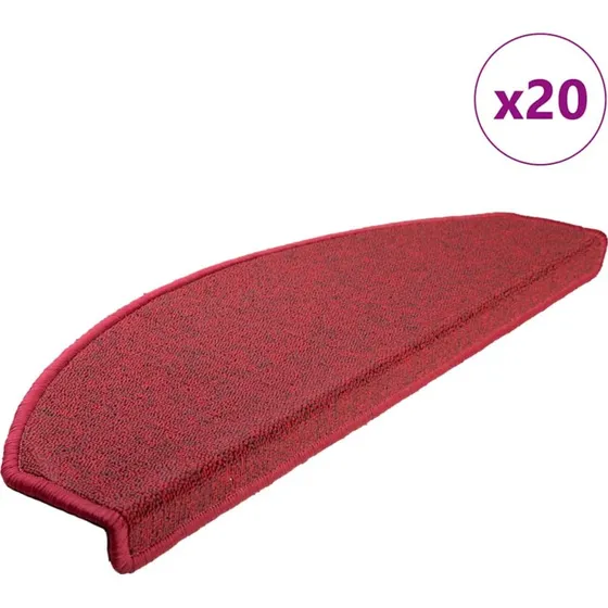 vidaXL trappemåtter 20 stk. rød halvrund 65 x 24 x 4 cm