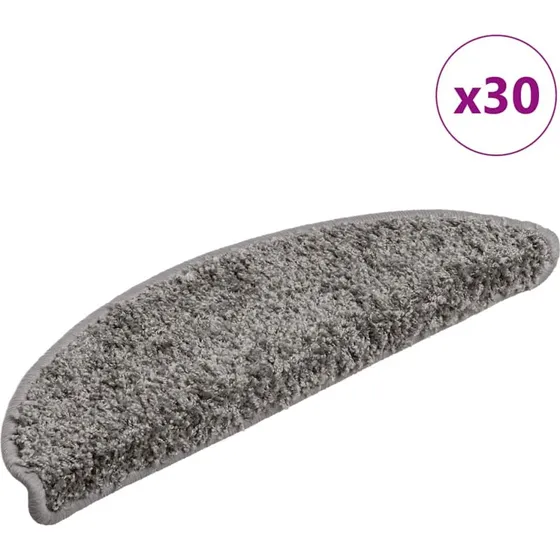 vidaXL trappemåtter 30 stk. 56x17x3 cm grå halvrunde