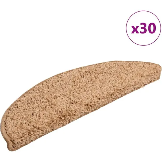 vidaXL Trappemåtter 30 stk. 56x17x3 cm beige halvrunde
