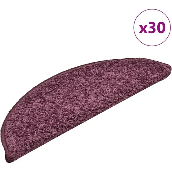 vidaXL Trappemåtter 30 stk. 56 x 17 x 3 cm mørkelilla halvrunde