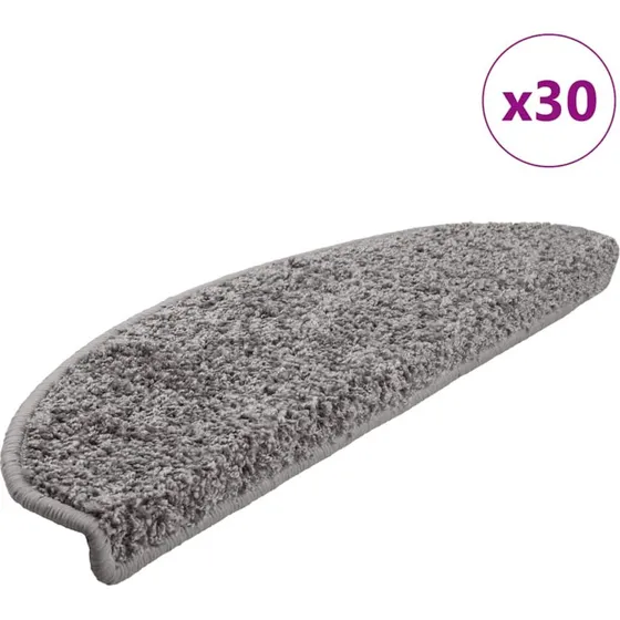 vidaXL Trappemåtter 30 stk. 65x21x4 cm grå halvrunde
