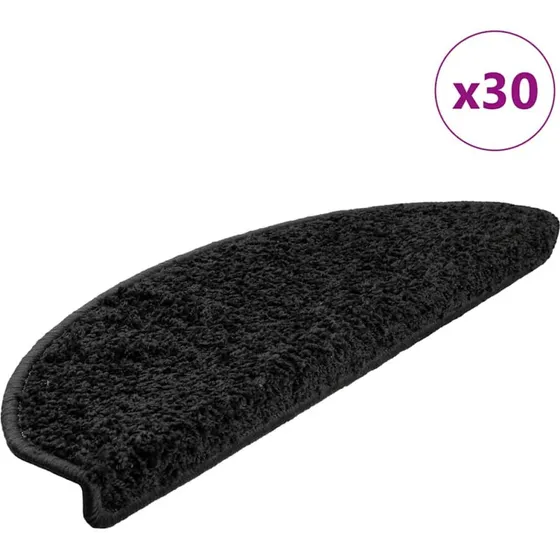 vidaXL Trappemåtter 30 stk. 65x21x4 cm, sorte halvrunde