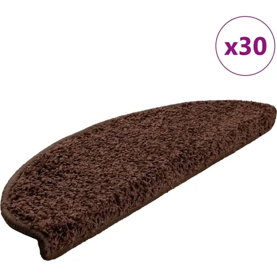 vidaXL Trappemåtter 30 stk. 65x21x4 cm brune halvrunde