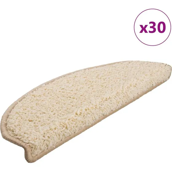 vidaXL Trappemåtter 30 stk. 65x21x4 cm creme, halvrunde, skridsikre
