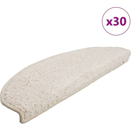 vidaXL Trappemåtter 30 stk. 65x21x4 cm hvide halvrunde