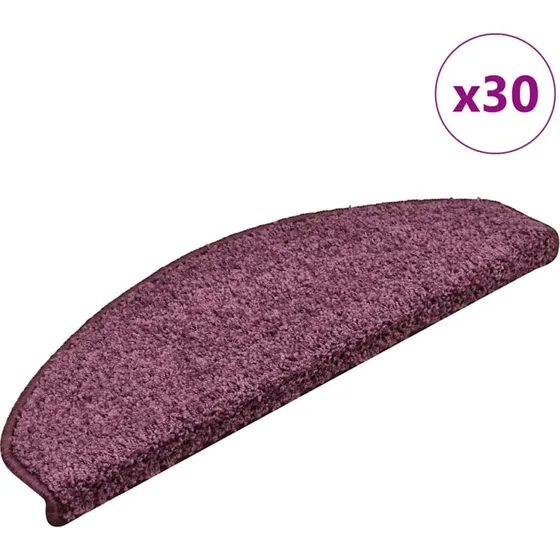 vidaXL Trappemåtter 30 stk. 65 x 21 x 4 cm mørkelilla halvrunde