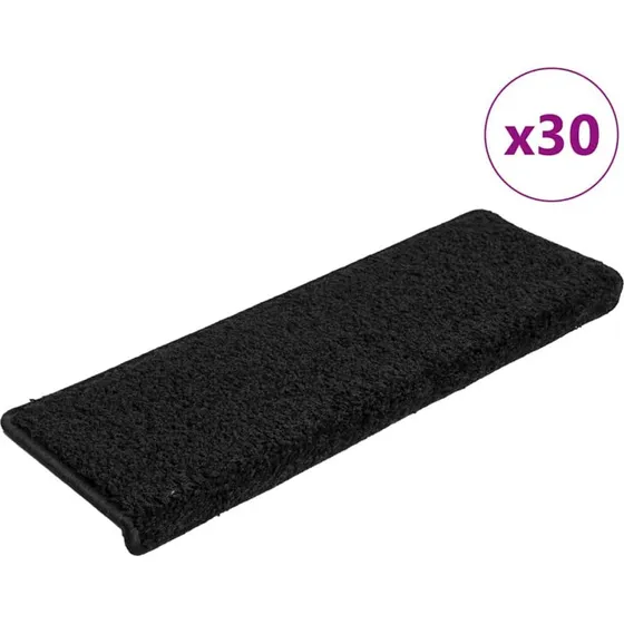 vidaXL Trappemåtter 30 stk. 65x21x4 cm, sorte rektangulære kanter