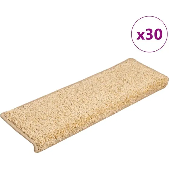 vidaXL Trappemåtter 30 stk. 65x21x4 cm cremefarvede