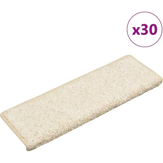 vidaXL Trappemåtter 30 stk. 65x21x4 cm hvide rektangulære kant