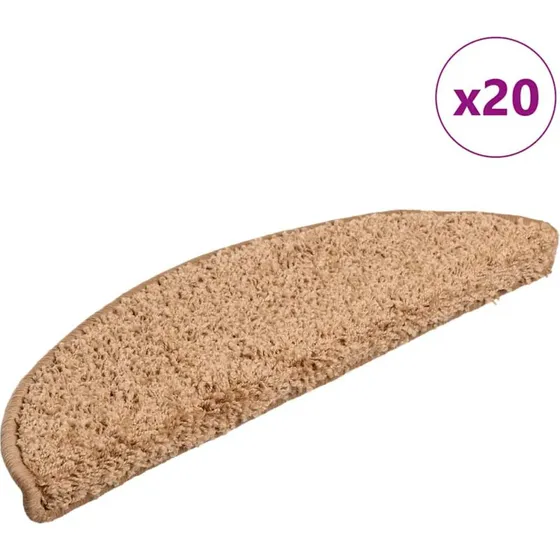vidaXL Trappemåtter 20 stk. 56x17x3 cm beige halvrunde