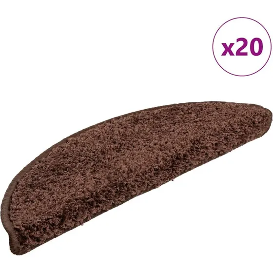 vidaXL Trappemåtter 20 stk. 56x17x3 cm brune halvrunde