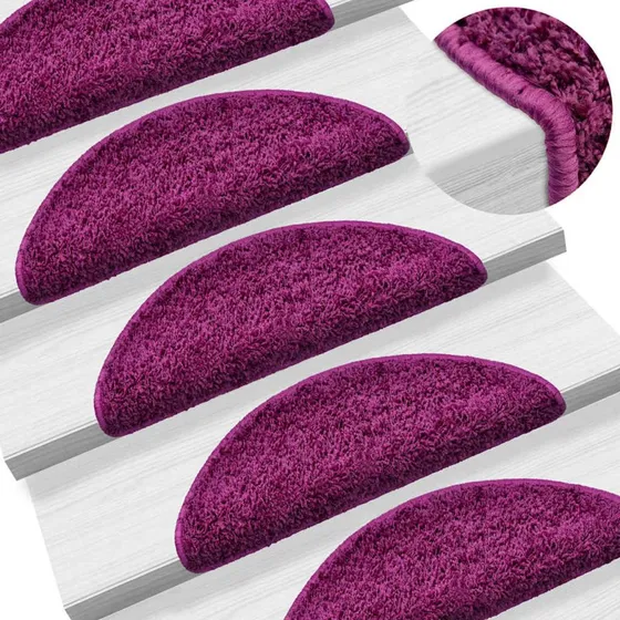 vidaXL Trappemåtter 20 stk. 56x17x3 cm violette halvrunde