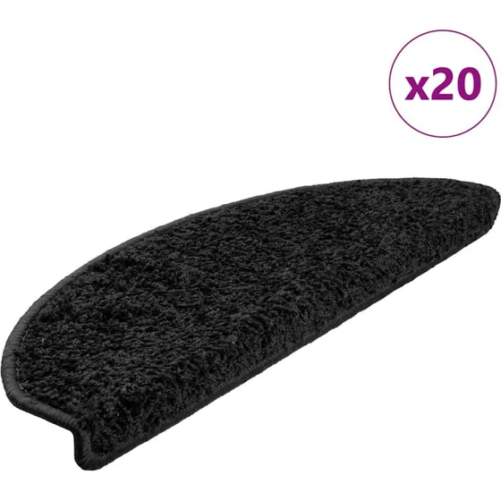 vidaXL Trappemåtter 20 stk. 65x21x4 cm, sorte halvrunde