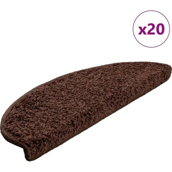 vidaXL Trappemåtter 20 stk. 65x21x4 cm brune halvrunde