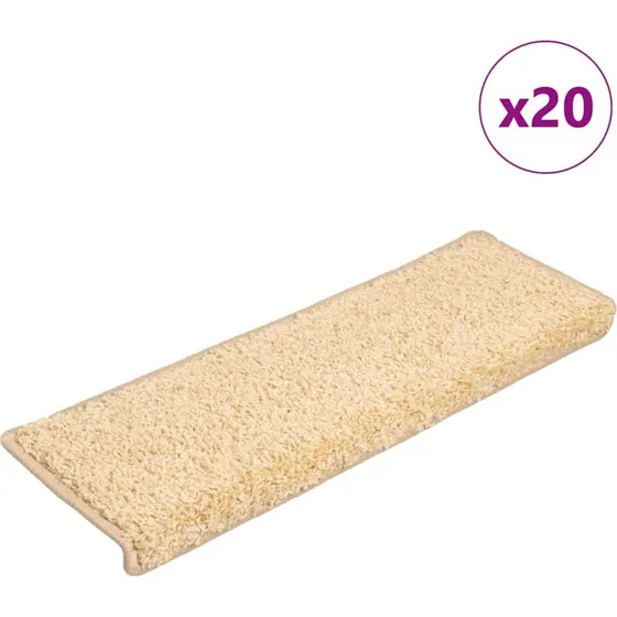 vidaXL Trappemåtter 20 stk. 65x21x4 cm cremefarvede