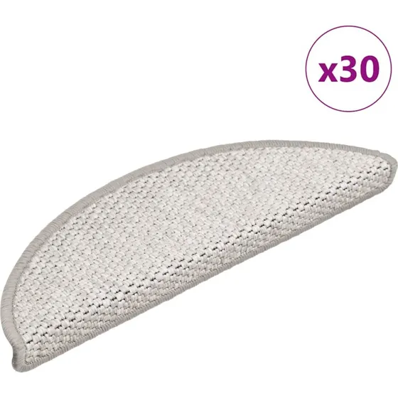 vidaXL selvklæbende trappemåtter 30 stk. 56x17x3 cm sisal-look platina