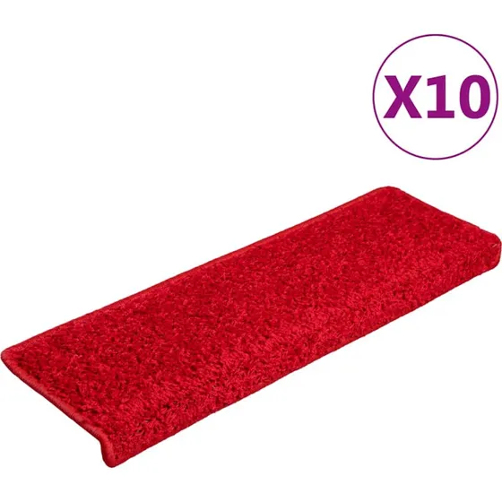 vidaXL Trappemåtter 20 stk. 65x21x4 cm røde rektangulære kanter