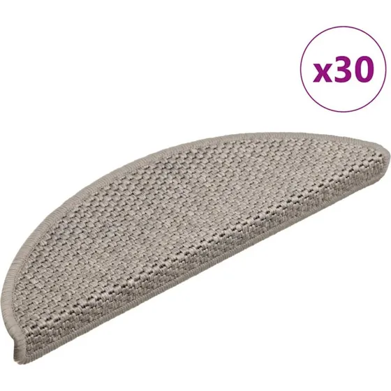 vidaXL selvklæbende trappemåtter 30 stk. 56x17x3 cm sølv sisal-look
