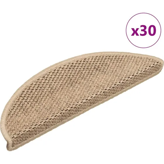 vidaXL selvklæbende trappemåtter 56x17x3 cm, sisal-look, sandfarve, 30 stk.
