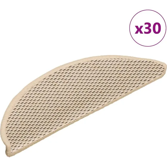vidaXL selvklæbende trappemåtter 30 stk. 56x17x3 cm sisal-look creme