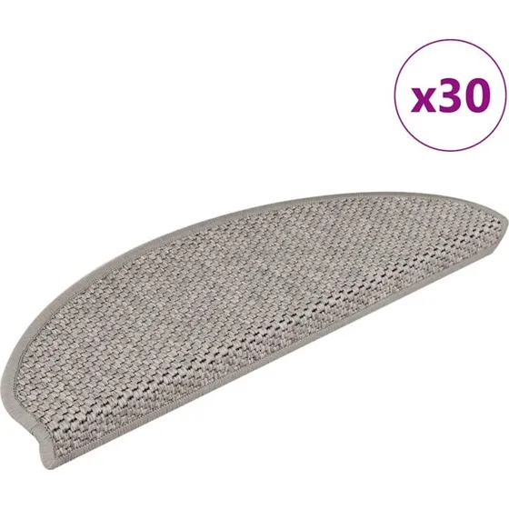 vidaXL selvklæbende trappemåtter 30 stk. 65x21x4 cm sølv sisal-look
