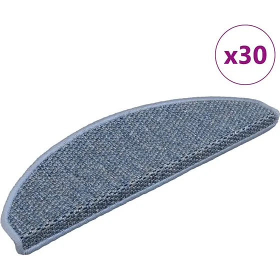 vidaXL selvklæbende trappemåtter 30 stk. 65x21x4 cm blå sisal-look