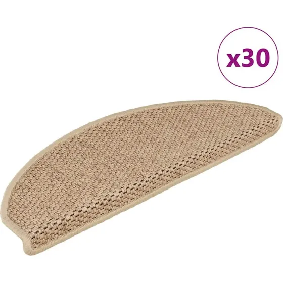 vidaXL selvklæbende trappemåtter 30 stk. 65x21x4 cm sisal-look sandfarve