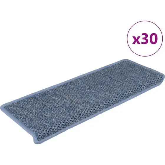 vidaXL selvklæbende trappemåtter 30 stk. 65x21x4 cm blå sisal-look