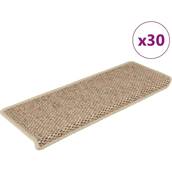 vidaXL selvklæbende trappemåtter 65x21x4 cm, sisal-look, sandfarve (30 stk.)