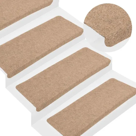 vidaXL selvklæbende trappemåtter 30 stk. 65x24,5x3,5 cm beige
