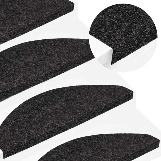 vidaXL selvklæbende trappemåtter 30 stk. 65x22,5x3,5 cm antracitgrå