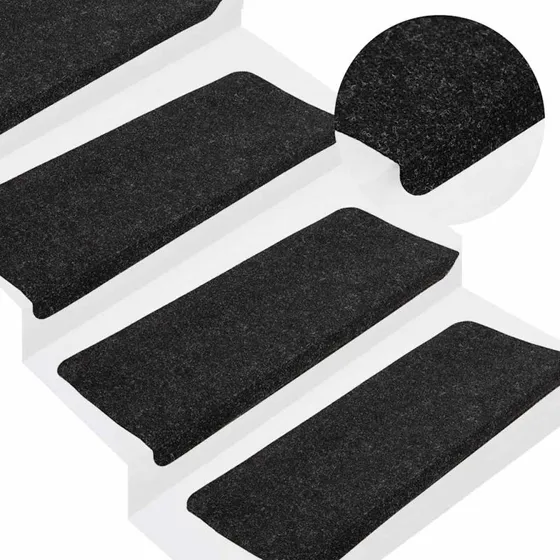 vidaXL selvklæbende trappemåtter 30 stk. antracitgrå 65x24,5x3,5 cm