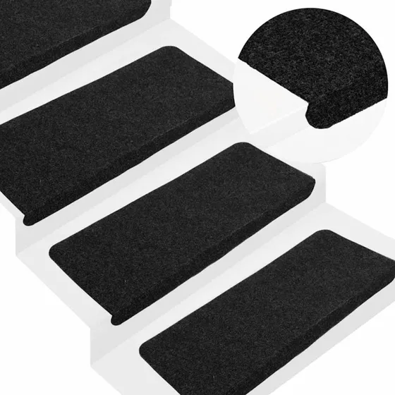 vidaXL selvklæbende trappemåtter 30 stk. 65x24,5x3,5 cm sort