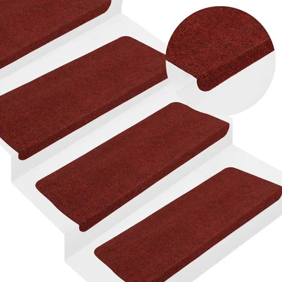 vidaXL selvklæbende trappemåtter 30 stk. rød 65x24,5x3,5 cm
